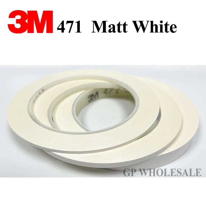 

3M 471 Premium Perfomance Strong Vinyl Tape Bundle Set for Decoration Masking White 3mm/4mm/5mm/8mm/10mm/12mm/15mm/20mm wide*33M