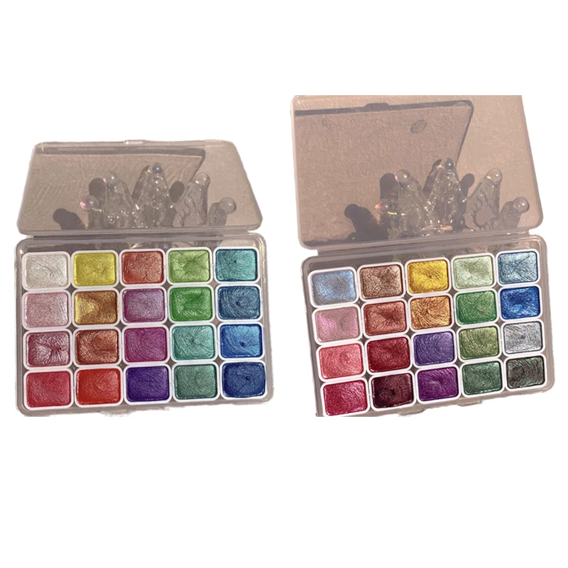 20 Colors Pearlescent Watercolor Set Metallic Watercolor Paint Set Sparkle Pearlescent Watercolor For Artists Students Hobbyists