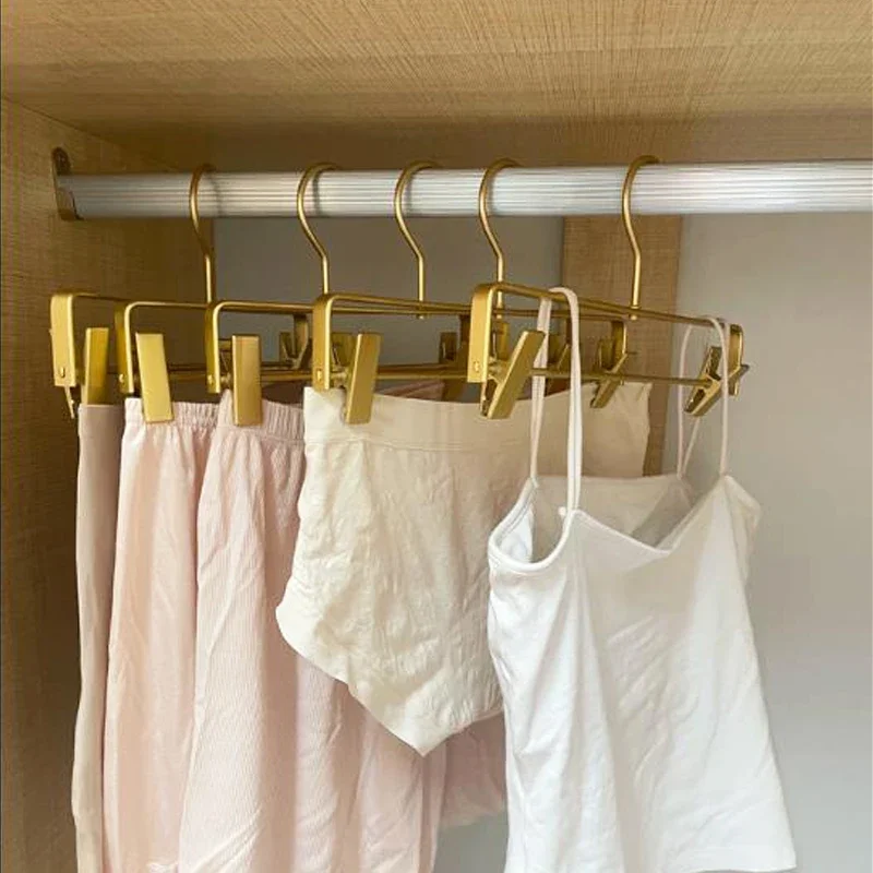 5pcs Pants Rack Home Wardrobe Organizer Pants Rack Specialized Dress Skirt Storage Hanging Clips Aluminum Alloy Clothes Hanger