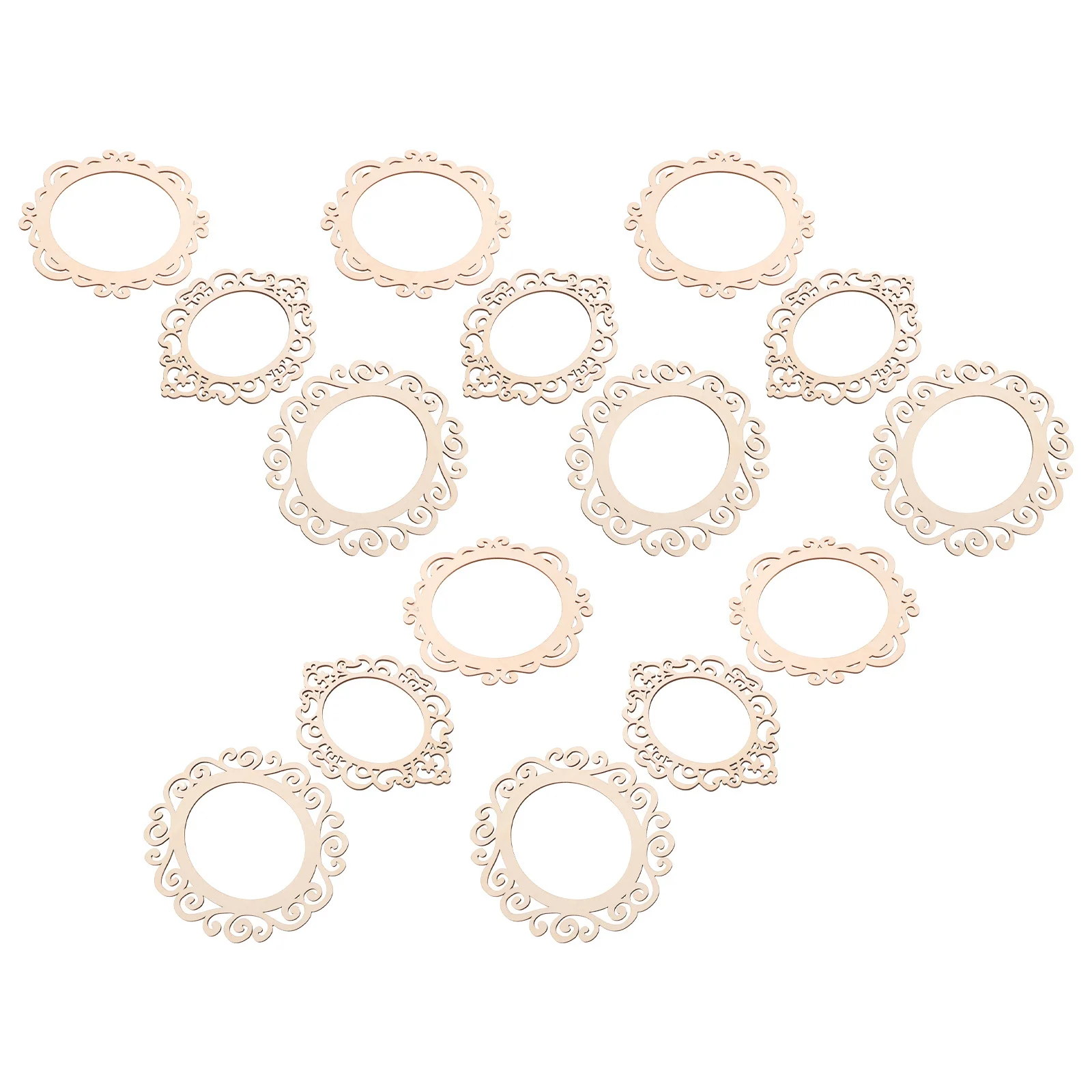 

15Pcs Vintage Hollow Wood Picture Frames Unfinished DIY Ornaments for Christmas Tree Decor Wood Frame Vintage Mini Frames