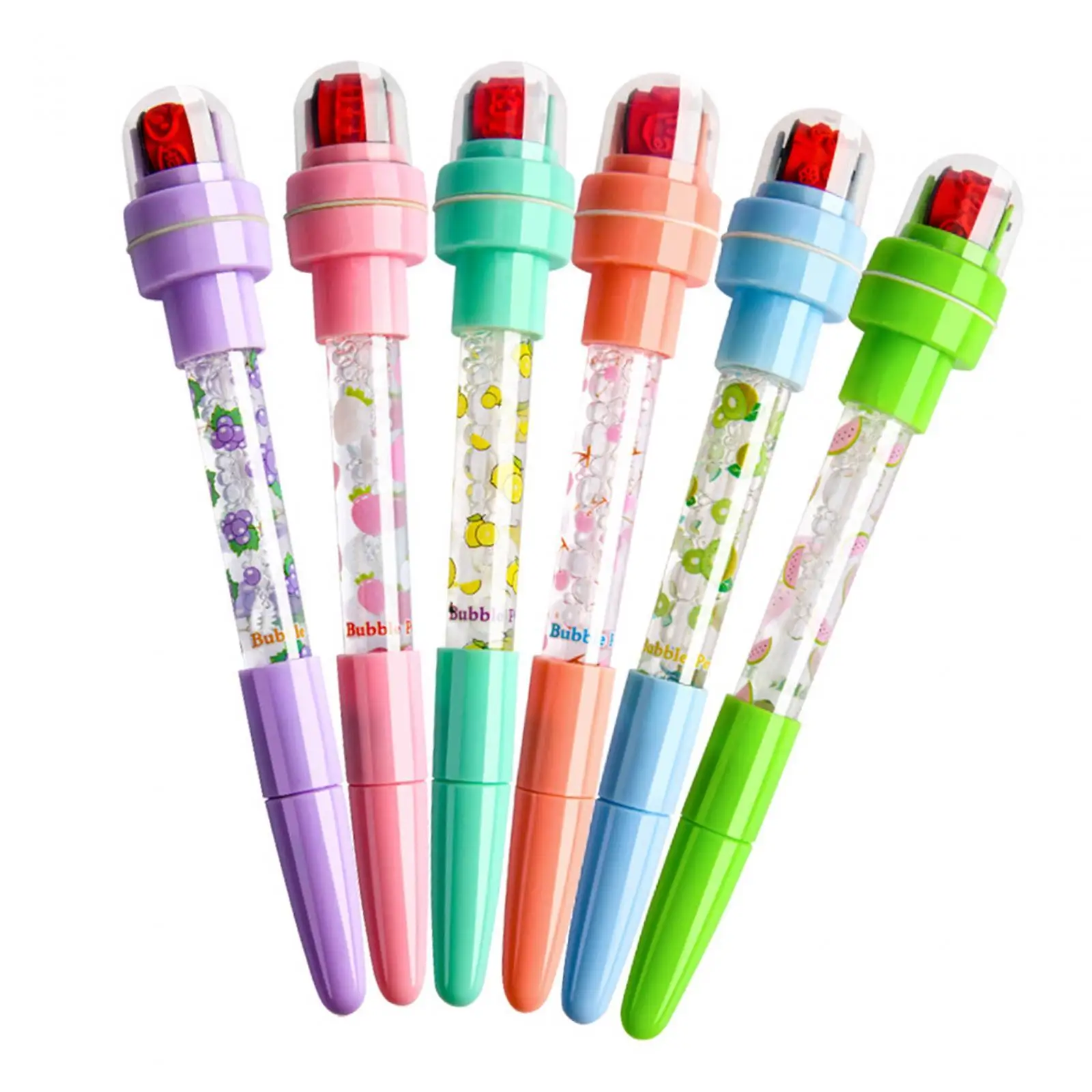 6 Pieces Ballpoint Pen 0.7mm Flat Stamp for Journaling Stationery Drawing