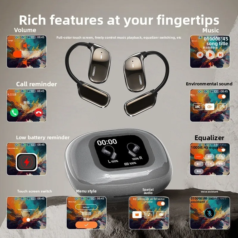 

FORJM16 color screen translation Bluetooth headset AI intelligent wireless non-in-ear long battery life Bass AI translation