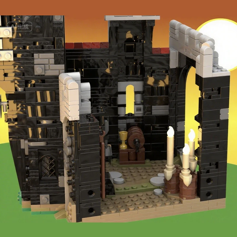 1537pcs MOC The Black Knight's Castle Front Gate Castle Black Knights Model Building Blocks Christmas Gift Toy Assemble Craft