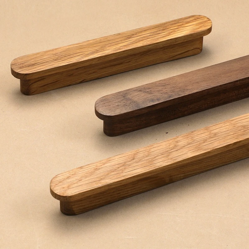 Nordic Kitchen Cabinets Pulls Handles Natural Wooden Furniture Handle Shoe Cabinets and Drawers Dresser Knobs Long Wardrobe Pull