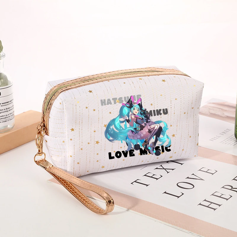 

Women Kawaii Makeup Bag Hatsunes Miku Toiletry Bags Female Cute Cartoon Travel Portable Storage Pouch Girl Zipper Wash Bag Gift