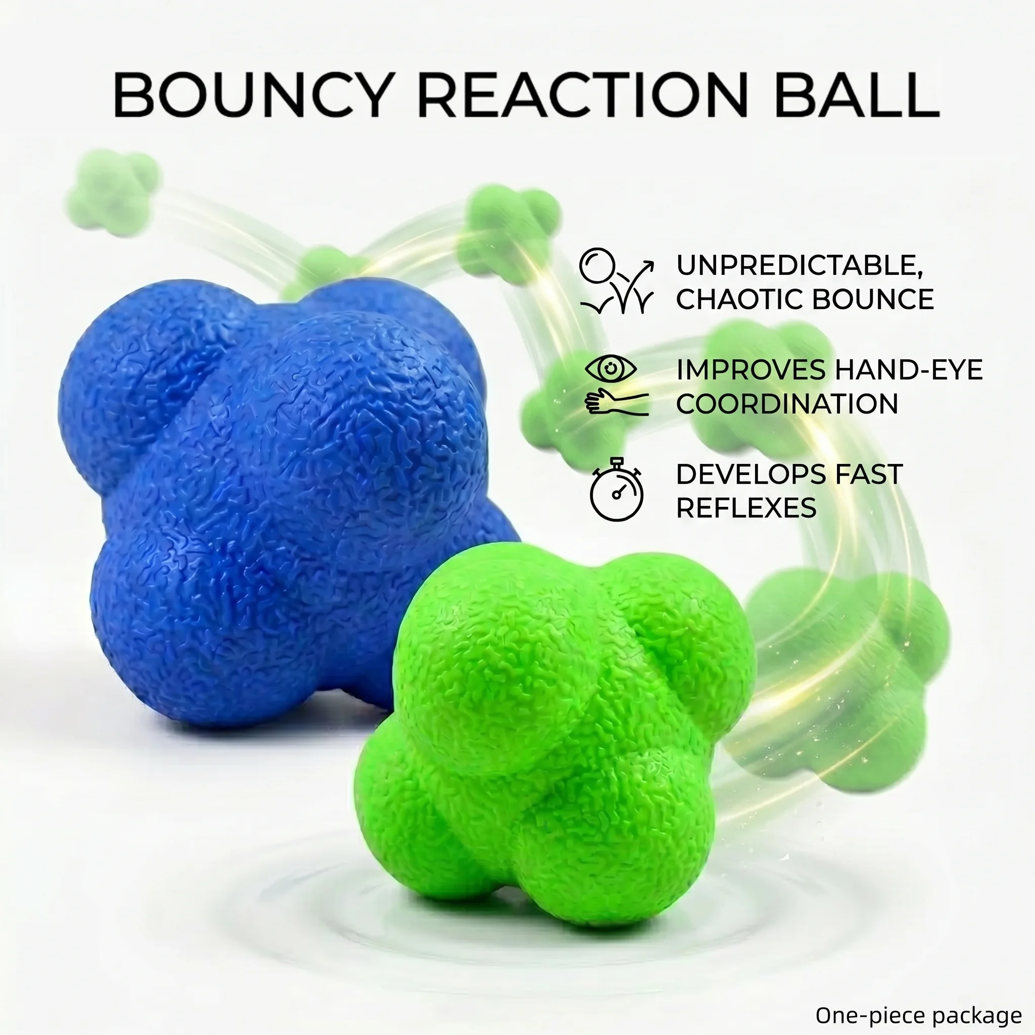 Hexagonal Reaction Ball, High-Density Rubber Bounce Device, Improves Speed, Agility, Coordination, Tpr Material