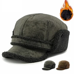 HT4544 High Quality Men Women Winter Baseball Cap Berber Fleece Suede Baseball Hats Thick Warm Snapback Cap Dad Hat Earflap Caps