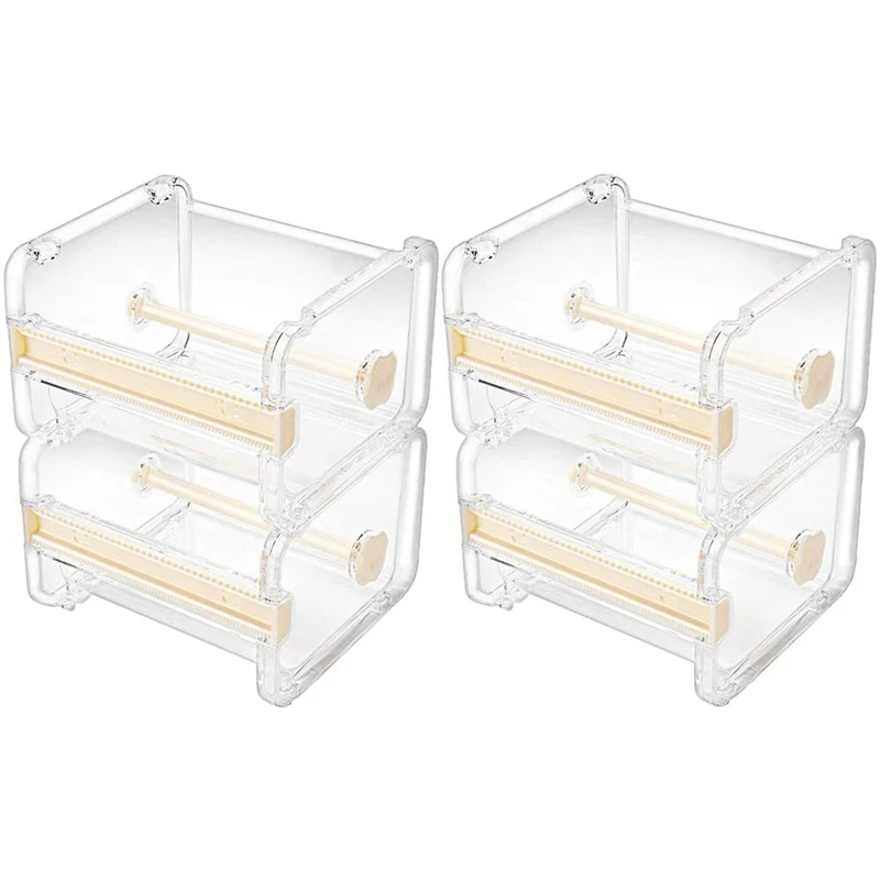 4แพ็คโปร่งใสมองเห็นได้เดสก์ท็อป dispenser selotip Washi หลากหลายเครื่องตัดเทปที่ใส่เทปม้วน