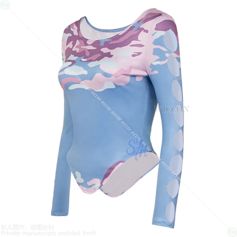 Huntrix Senior Celine Cosplay Kpop Demon Anime disfraz Sexy estampado Yoga elástico manga larga hueco Top pelucas largas Halloween