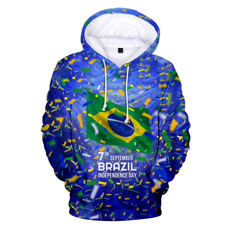 Fashion Brazil Independence Day 3D Printed Hoodie Men Women Long Sleeves Sweatshirt Street Casual Sports Pullovers Tops Clothes