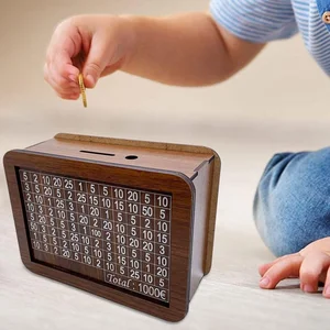 1000/3000/5000/10000 Euro Money Box Wooden Money Box Reusable with Savings Target and Number Box Home Decoration 3 best sales unfinished wood boxes - №1