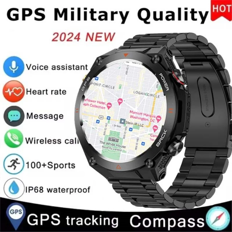 New Outdoor Professional GPS Trajectory Smart Watches Men 1ATM Waterproof Watch 1.43