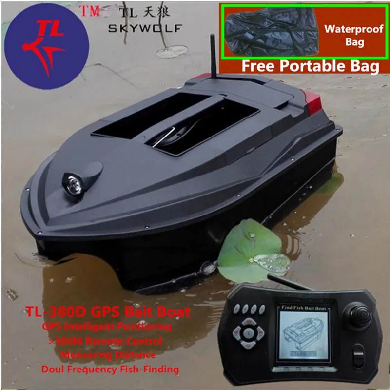 Free Bag GPS Position Smart Remote Control RC Bait Boat TL-380D Dual Bait Bell Wireless Sonar Fish Detector Fix Up Fishing Net