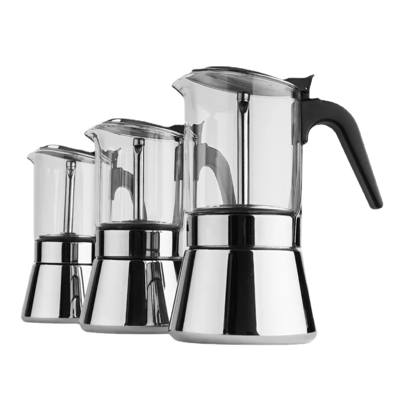 

Moka Pot Visual Coffee Pot Italian Stainless Steel Coffee Maker French Press Teapot Coffee Machine Espresso Coffeeware