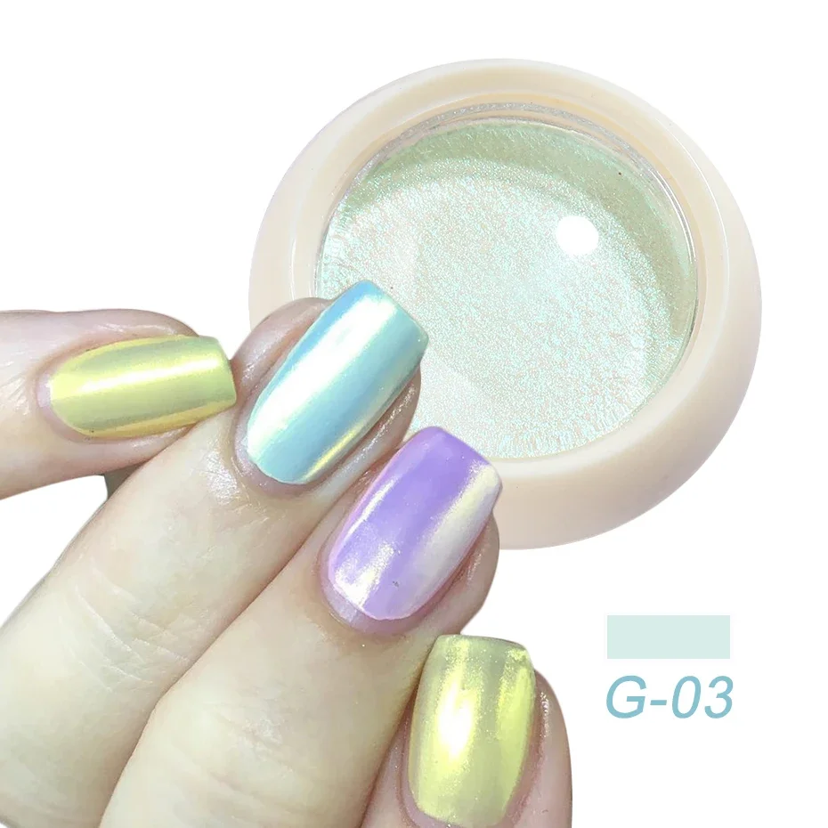 Solid Aurora Shell Nail Powder Pigment Blue Purple Mermaid Glitter Dust Holographic Manicure Nail Art Decoration