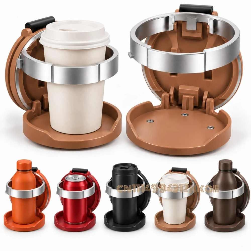 Multifunctional Foldable Car Door Cup Holder, 4'' Large Diameter Cup Holder, 2-In-1 Cushioning, Space-Saving, Large Diameter