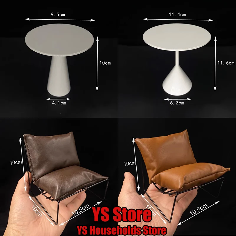 

1/6 Man Soldier Mini Round Table Black Brown Sofa Retro Desk Lamp Model Toys Accessory For 12" Action Figure Scene Ornament