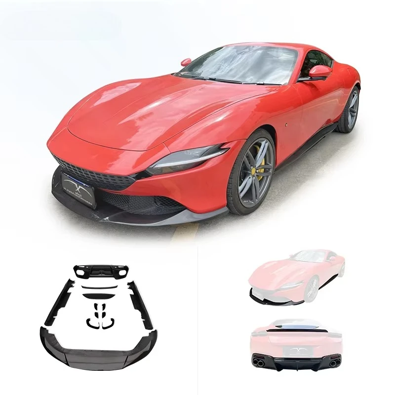 For Ferrari Roma Body Kit Upgrade N Style Dry Carbon Fiber Car Bumpers Front Lip Side Skirts Rear Diffuser Modified Accessories