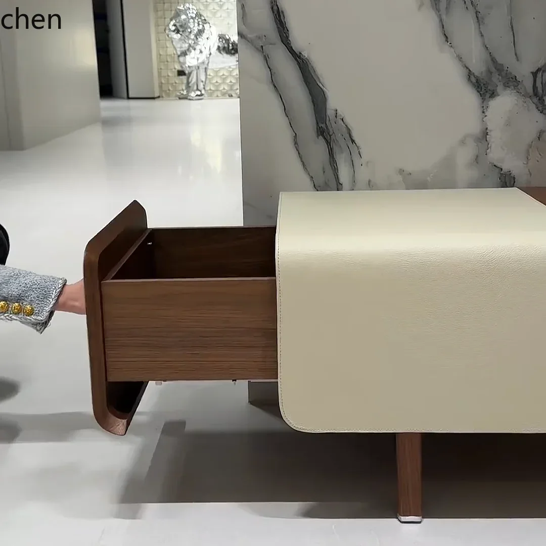 DSA Solid Wood Storage Shoe Changing Stool Home Living Room Long Sofa Stool Fashion Tail Stool
