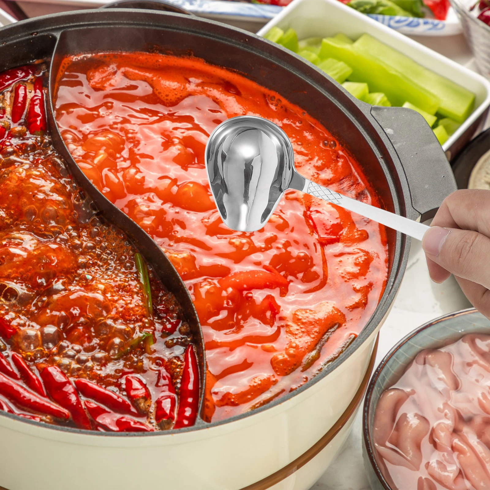 

Sleek Stainless Steel Ladle with Pouring Spout Perfect for Serving Soups Sauces Gravies Dressings and Easy to Clean