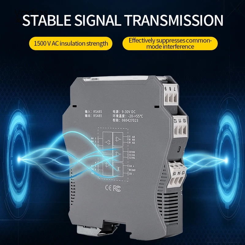 Industrial RS485 Isolator Repeater DIN Rail Smart Isolated RS485 Hub Converter DC9-30V RS485 Isolation amplifier