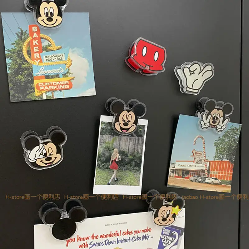 

8 шт., акриловый зажим Disney с Микки Маусом, полипропиленовый зажим, наклейка на холодильник, зажим для фото, украшение, держатель для заметок, зажим для друга, подарок на день рождения
