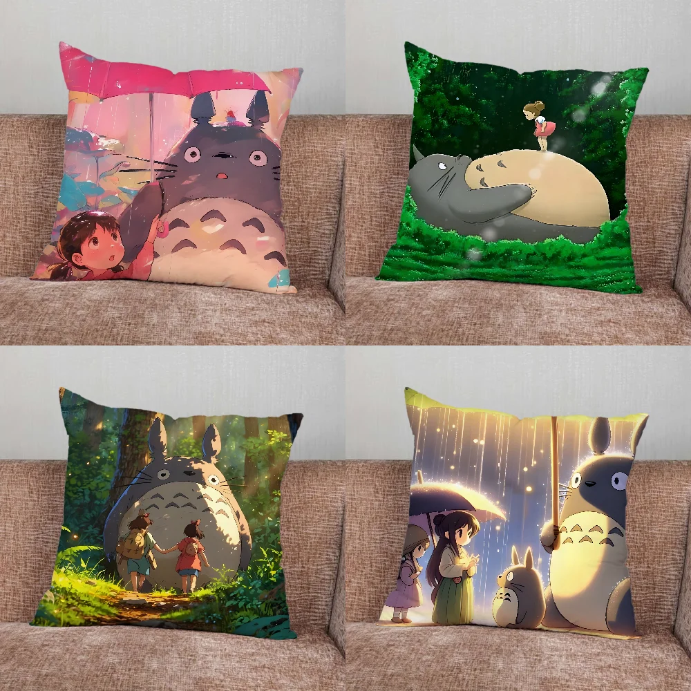 

Anime N-Neighbor T-Totoro-S Pillow Case For Home Bedroom Car Office Decoration Living Room Sofa Cushion Cover Suitable