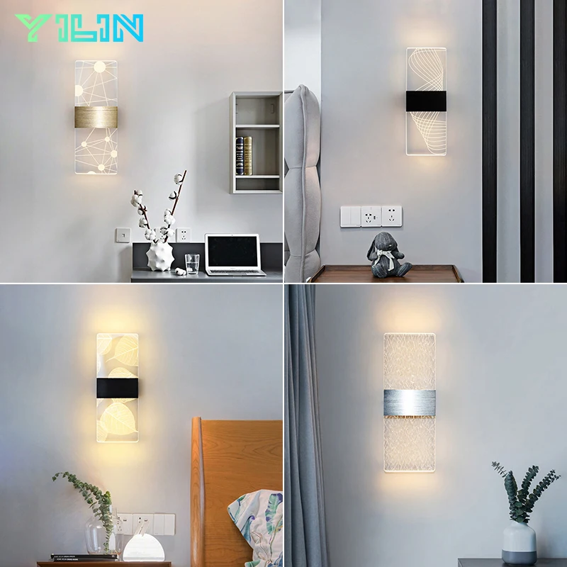 2PCS/Lot Indoor Acrylic Wall Lamp 6W Modern LED Wall Light Nordic Sconce Lamps Balcony Aisle Bedside Lights For Home Decoration
