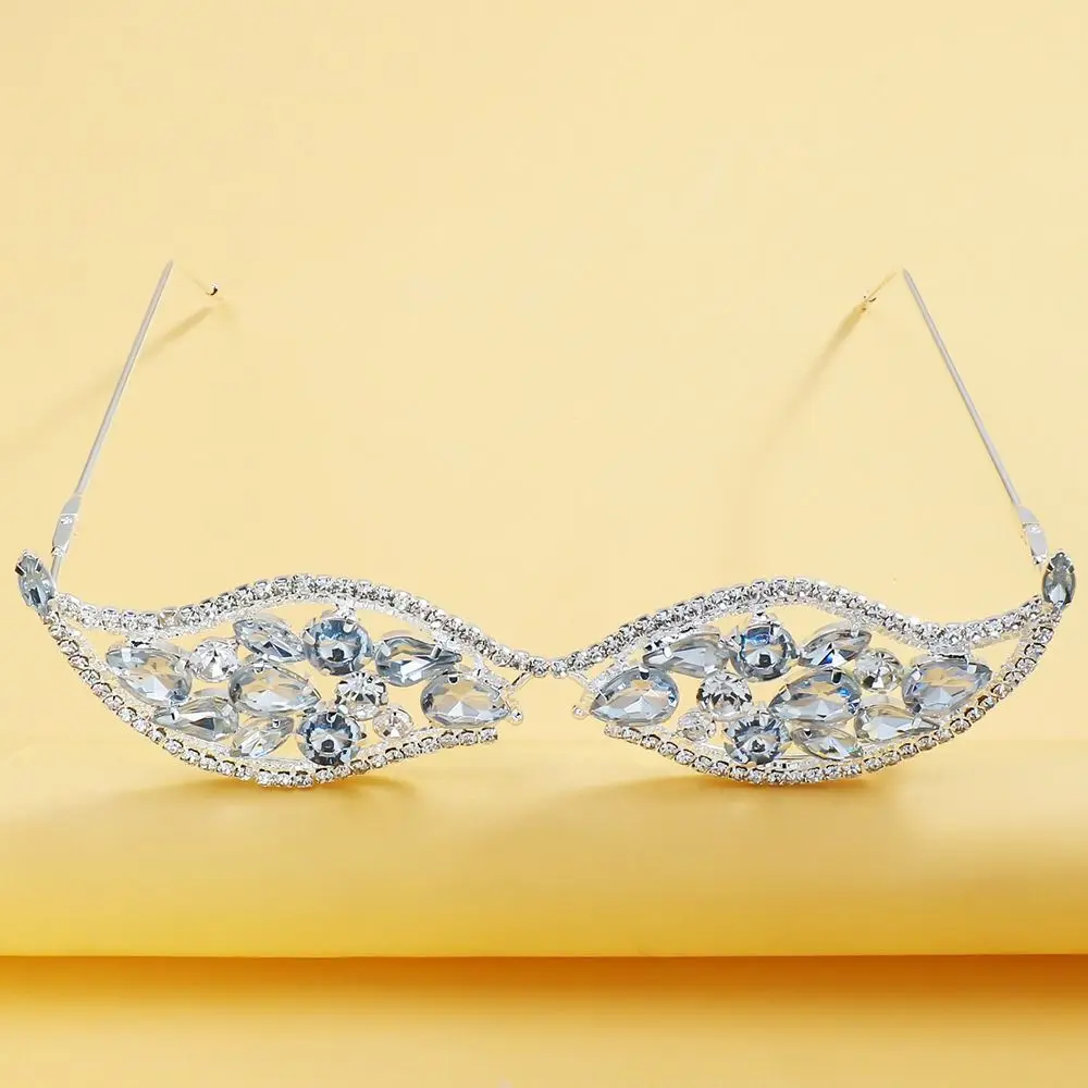 غير النظامية حجر الراين النظارات الإطار ضوء فاخر تألق كريستال العين الإطار خمر مجوهرات الحفلات المبالغة النظارات للجنسين