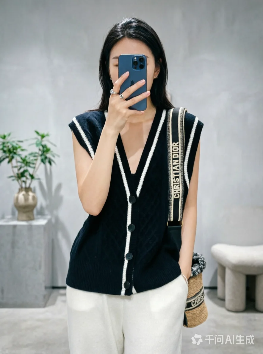 Cardigan women's vest color matching V-neck sleeveless cashmere vest short sweater twisted coat