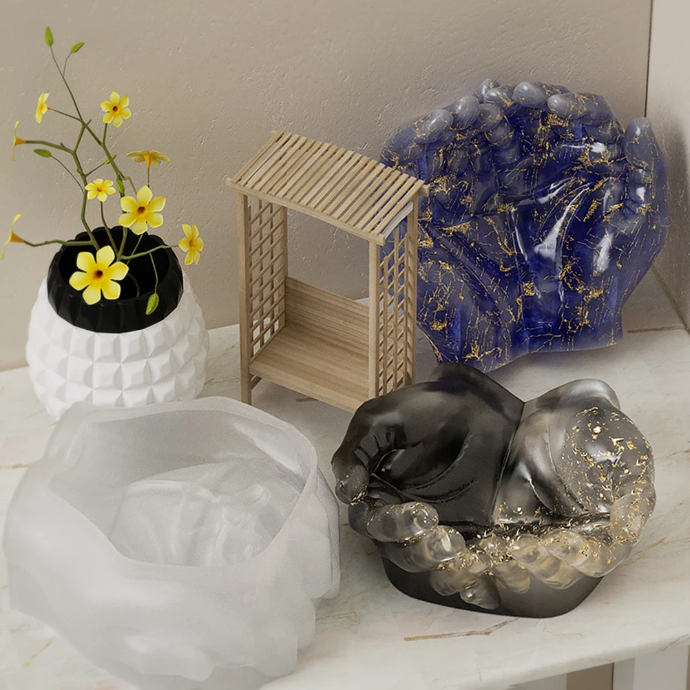 

Silicone Hand Shaped Mold For Diy Epoxy Resin Craft Concrete Casting Pen Holder Jewelry Storage Tray Non-Stick Flexible