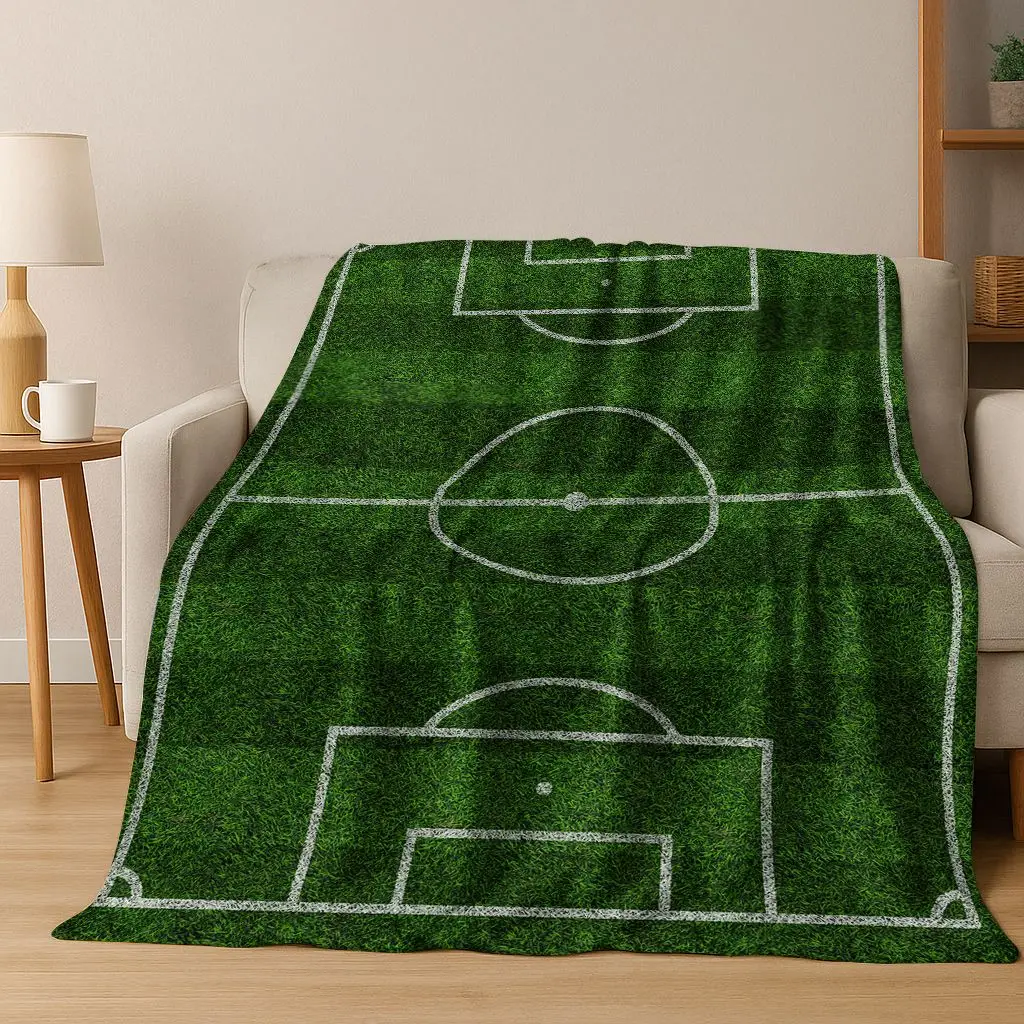 

Green Black Football Field Stadium Art Flannel Blanket,Cozy Soft Throw Blanket for Home Bedroom Bed Sofa Picnic Cover Kids Gift