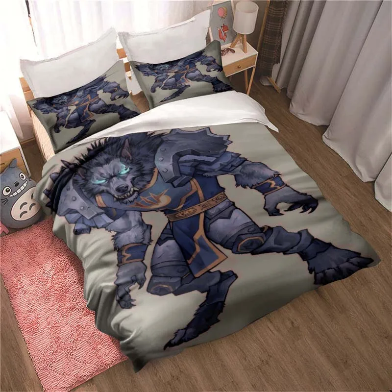 

Werewolf pattern three-piece set, bedroom bed household items, delicate quilt cover pillowcase cushion beautiful gift