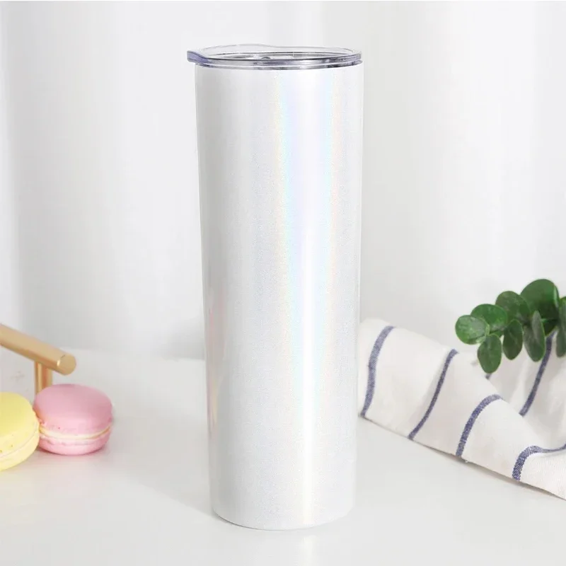 20oz Car Cup Skinny Tumbler Rainbow Paint Straight Cups Hot Sublimation Travel MugsSkinny Cup Straw Bottle