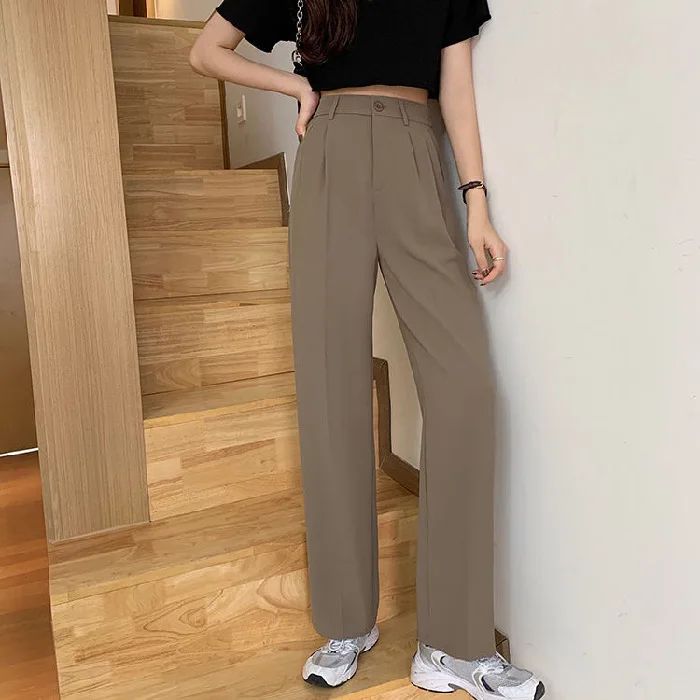 Women's wide leg pants 2024 new summer straight leg casual suit pants Korean version high waist hanging pants