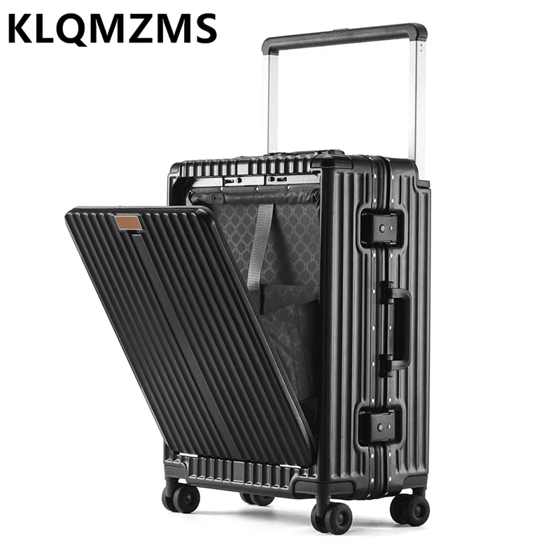 

KLQDZMS Front Opening Laptop Boarding Case Suitcase 20"24 Inch ABS + PC Trolley Case Student Password Box Rolling Luggage