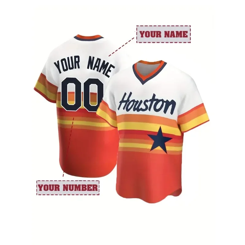 

Мужская бейсбольная майка с вышивкой и именем и номером по индивидуальному заказу, персонализированные рубашки на пуговицах с короткими рукавами и радужным v-образным вырезом