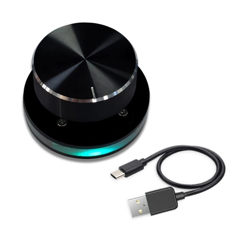 Customizable USB Volumes Knob Controller PC Audios Management Device Instantly Mute Function LED Effect Plugs and Play