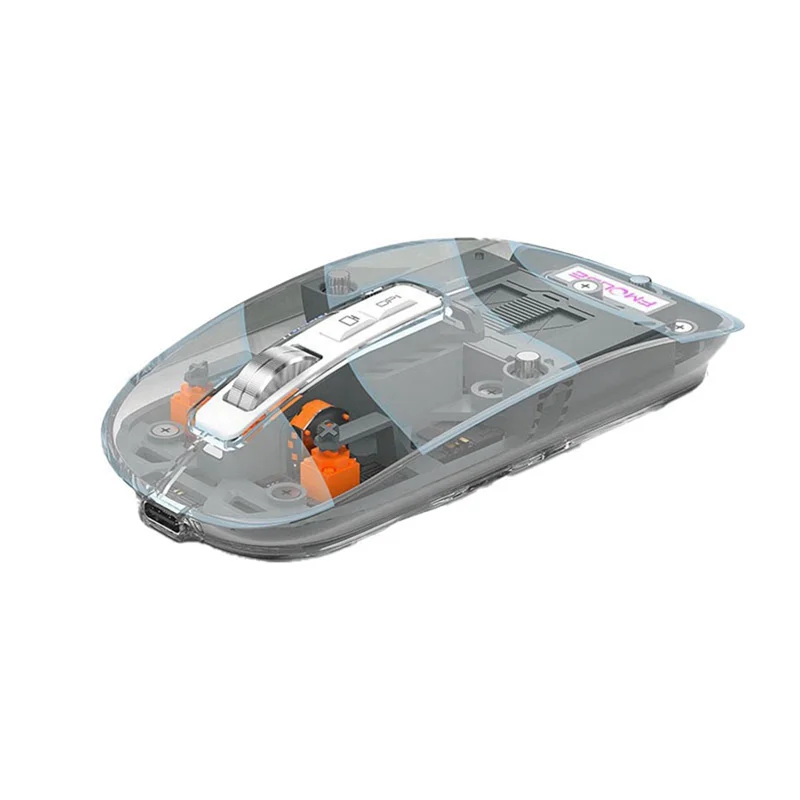 FMOUSE Ratón transparente para juegos Ratón inalámbrico Bluetooth con luz RGB Ratón recargable para accesorios de jugadores de PC, E CALIENTE