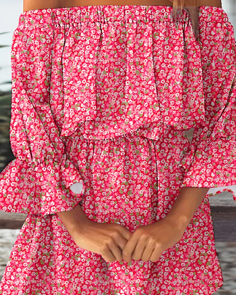 Mini robe sexy à fleurs pour femmes, style bohème décontracté, manches cloche, éducatif, vêtements de vacances, été 2023