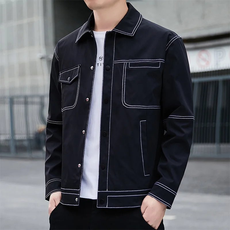 

Jacket Men Fashion Casual Windbreaker Jacket Coat Men Spring and Autumn New Hot Outwear Stand Slim Military Embroidery