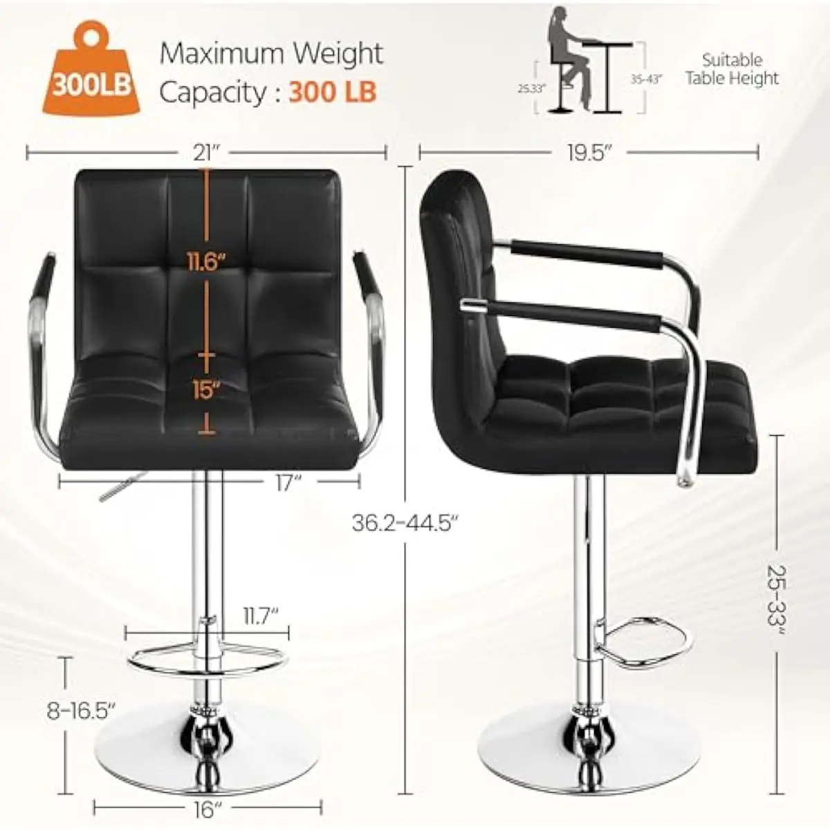 Adjustable Swivel Bar Stools 3