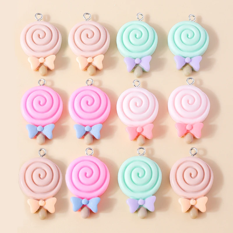 Leslie 15Pcs Mix Sweet Candy Reisn Lollipop Charms for Necklace Bracelet Earring Keychain Diy Jewelry Making Accessories