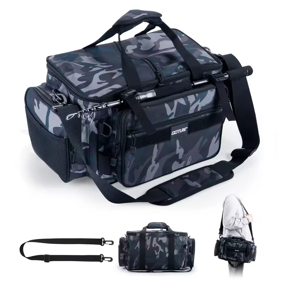 Outdoor Fishing Bag 600D Oxford Fabric Waterproof Large Capacity Multifunctional Lure Fishing Tackle Pack