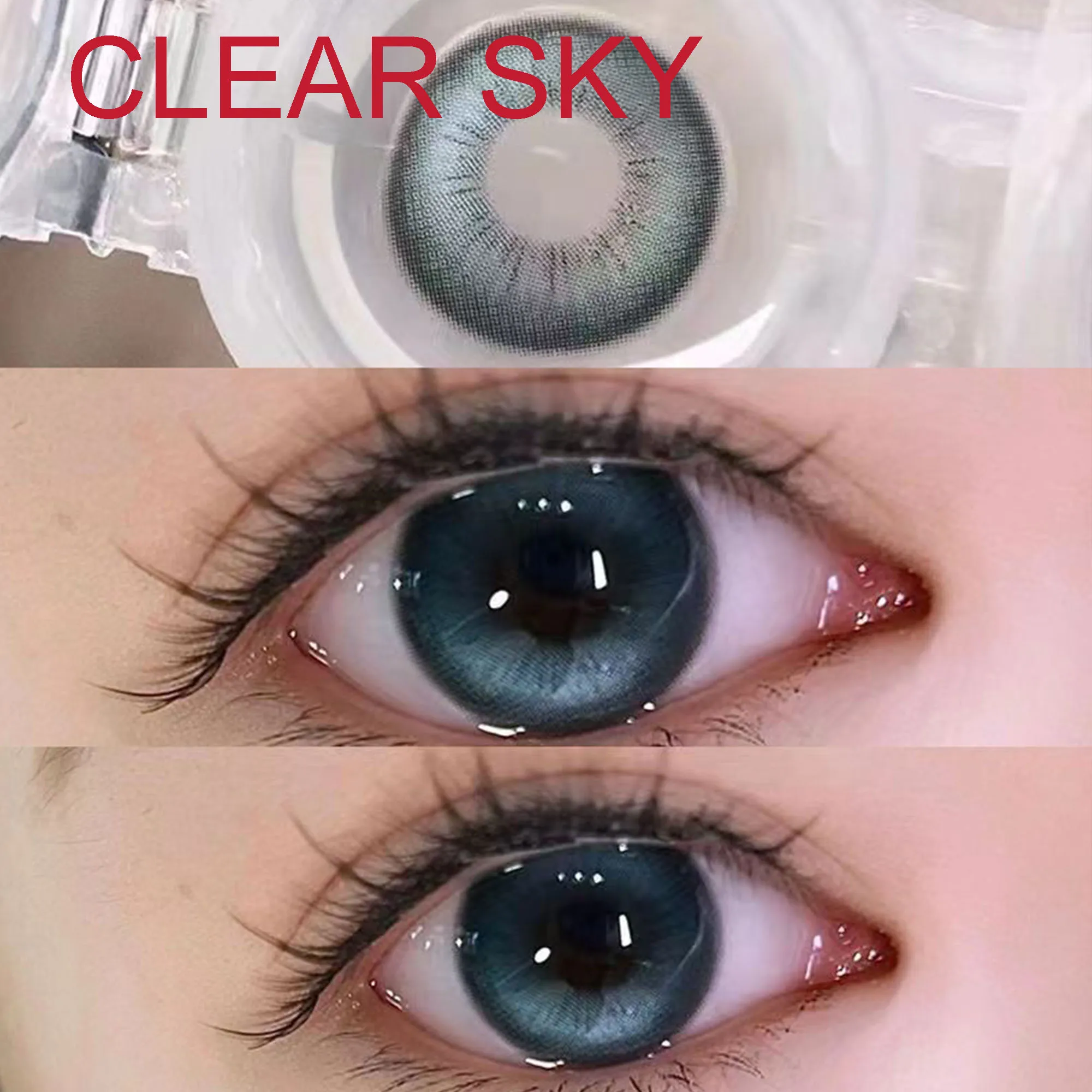 Coslens Eye Glasses 14.50mm Soft Contacts Lenses with Power Accessories линзы для глаз цветные Clearsky Blue