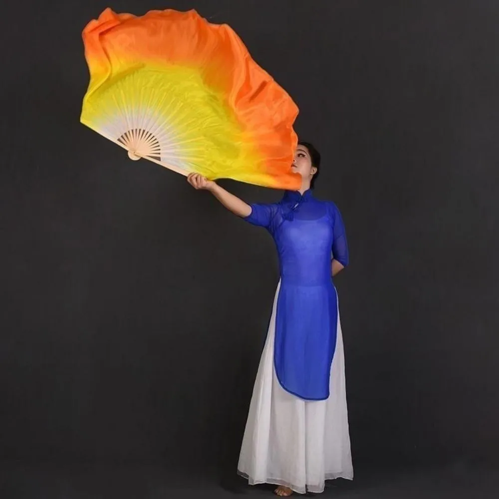 Abanico corto chino de bambú de 31cm para danza del vientre, práctica de bailarina, pares multicolores, abanicos de bambú para danza Yangko