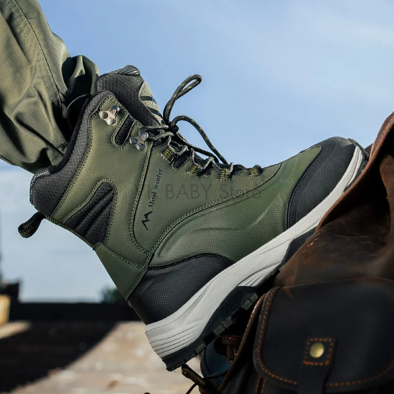 2025 جديد الرجال أحذية الثلوج مقاوم للماء عدم الانزلاق أحذية أفخم الدافئة الباردة واقية الرجال أحذية الشتاء الرياضة في الهواء الطلق أحذية التنزه رجل