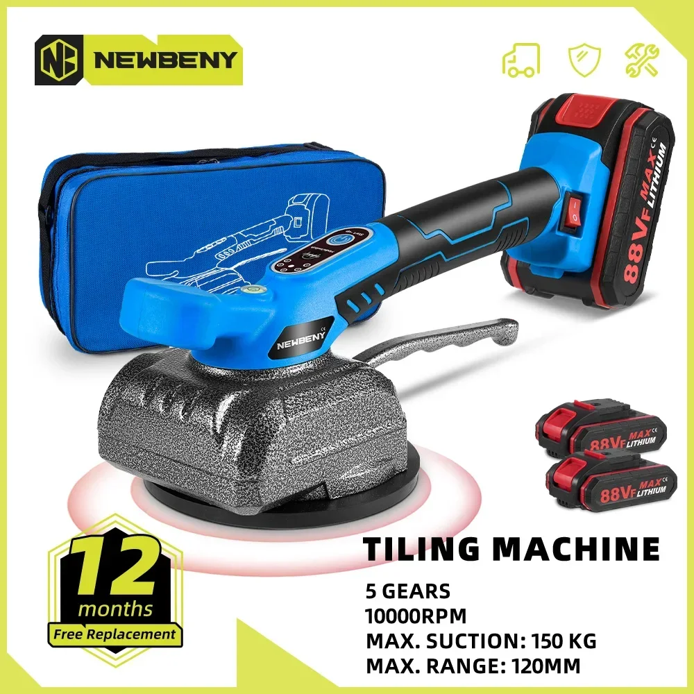 NEWBENY Cordless Tiles Tiling Machine 5 Gear Adjustable Efficient Floor Tile Vibrator Suction Cup Wall Floor Tiles Leveling Tool