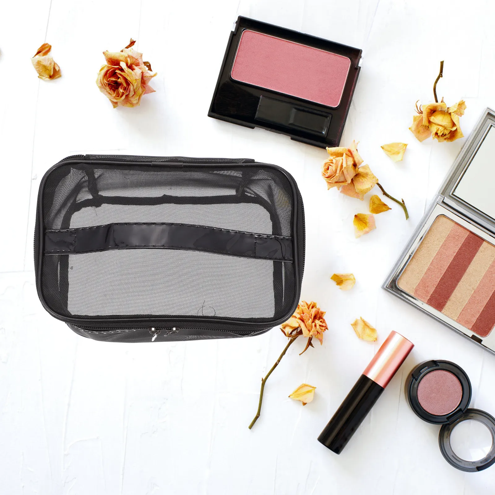 

1 шт. портативная косметичка большой вместимости, дорожный органайзер для туалетных принадлежностей, герметичная сумка на молнии для хранения косметики и инструментов