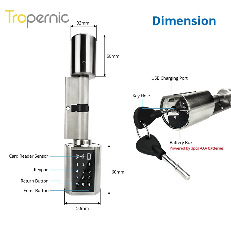 Smart Cylinder Lock Password Electronic Door Lock Ttlock App Keyless Code Digital Keypad Home Intelligent Lock Airbnb Hotel